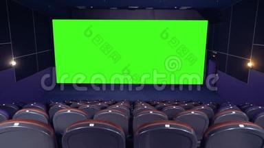 电<strong>影院</strong>里的空白绿色屏幕。